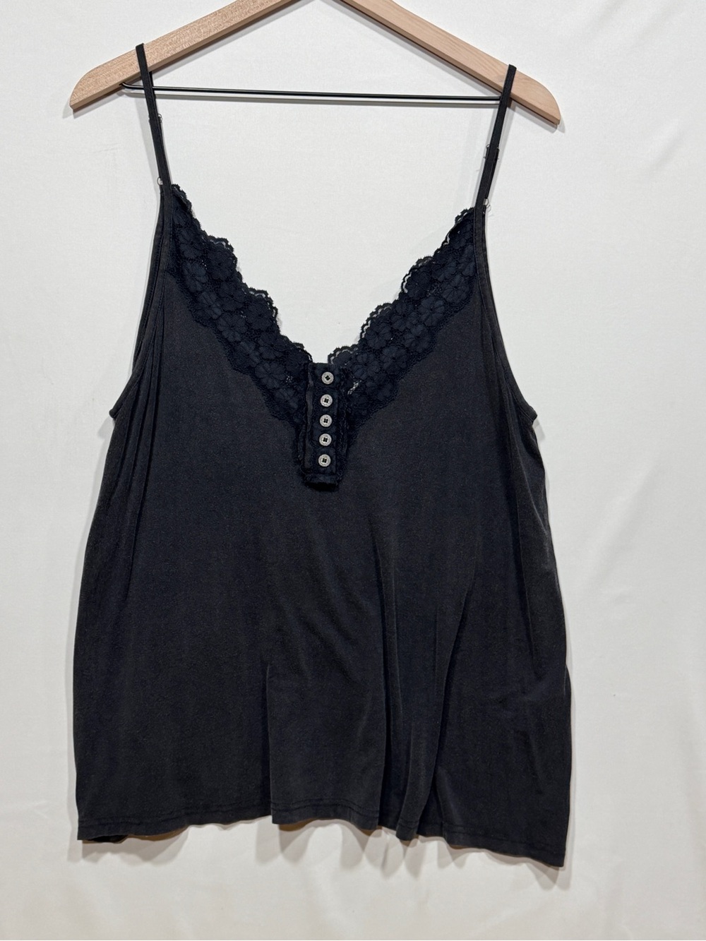 POL Black Lace Trim Cami Tank Top M Boho Y2K